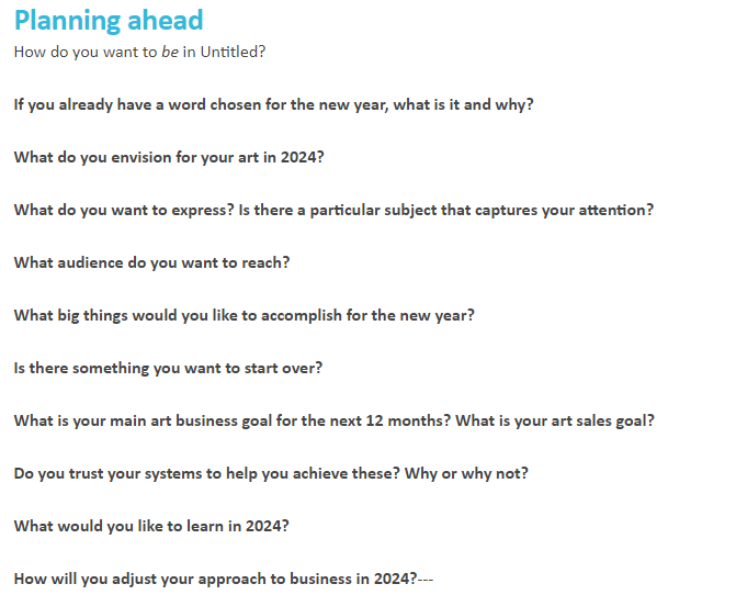 Questions to help make the large goals and plans for the new year